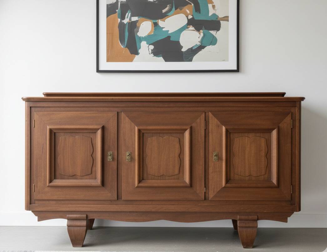 Art Deco Solid Wood Sideboard – Sapele Mahogany – High Quality and Storage