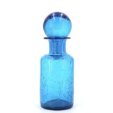 Blue bubbled glass carafe from Portieux, 1970s