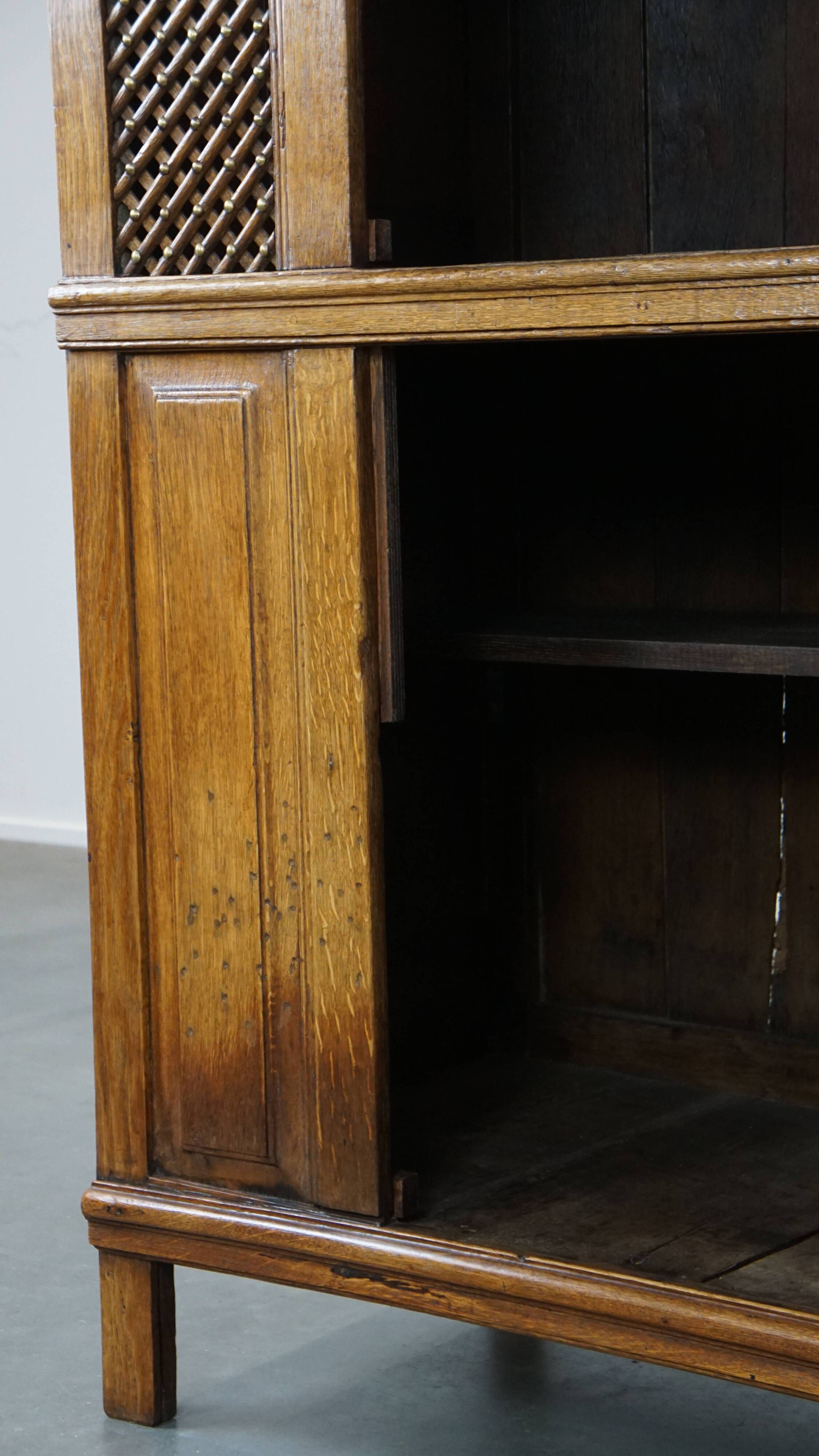 Antique oak bread cabinet from the late 17th century with working locks
