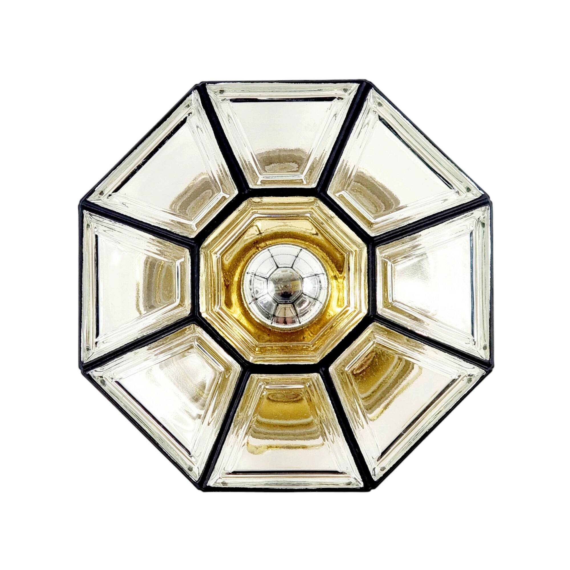 Mid-Century Glass & Iron Flush Mount/Ceiling Light from Limburg, Germany, 1960s