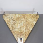 Brutalist Triangle Coffee Table in Marble and Stainless Steel, 1970s