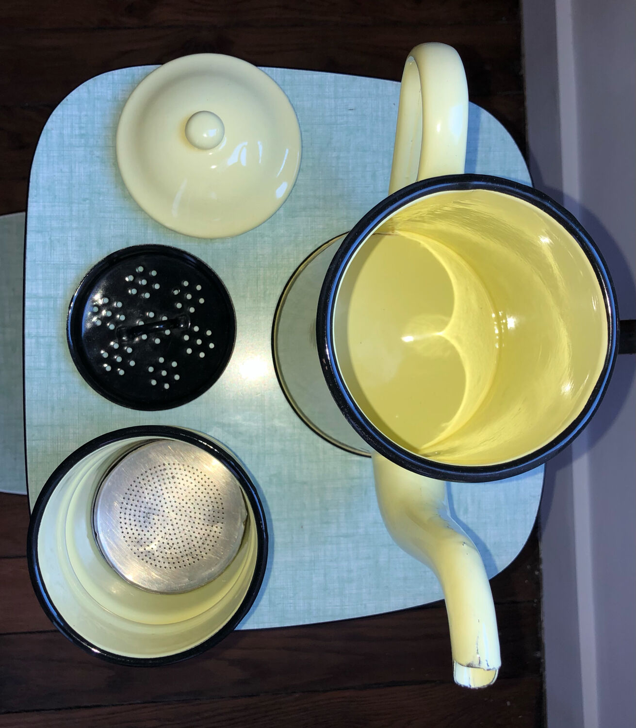 Vintage enameled sheet metal coffee maker