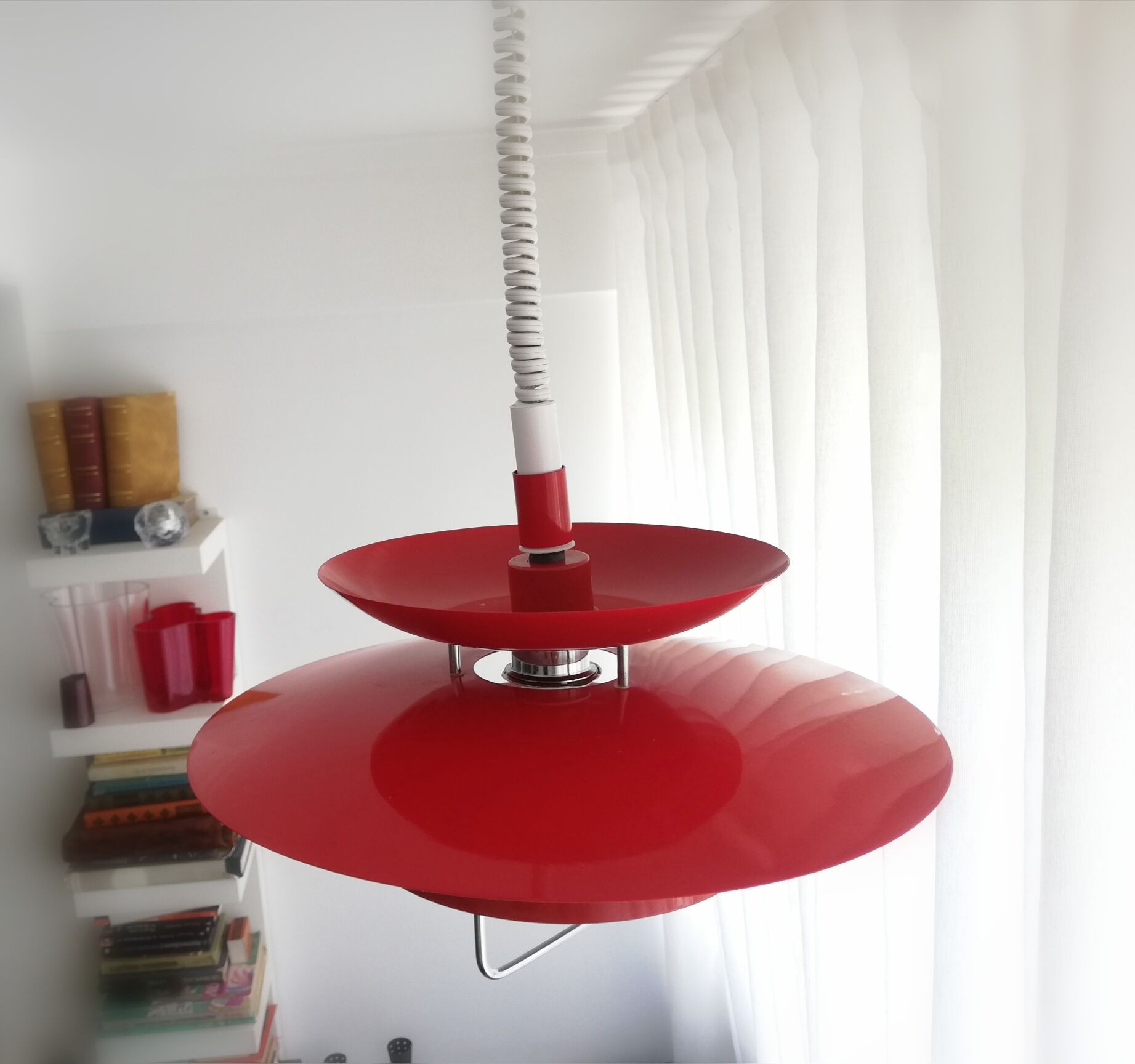 Red pull-down Scandinavian design ceiling lamp Berga by Markslöjd Sweden