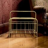 Vintage gold metal magazine rack – minimalist design – 1970s