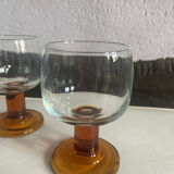 Set stemmed glasses - amber - 70s