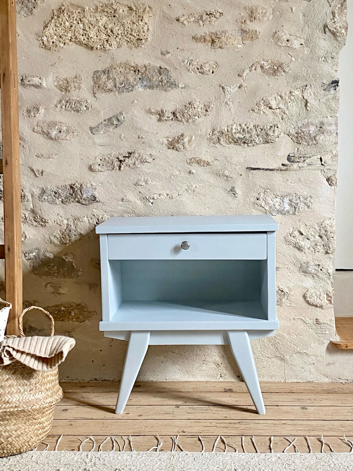 Compass leg bedside table