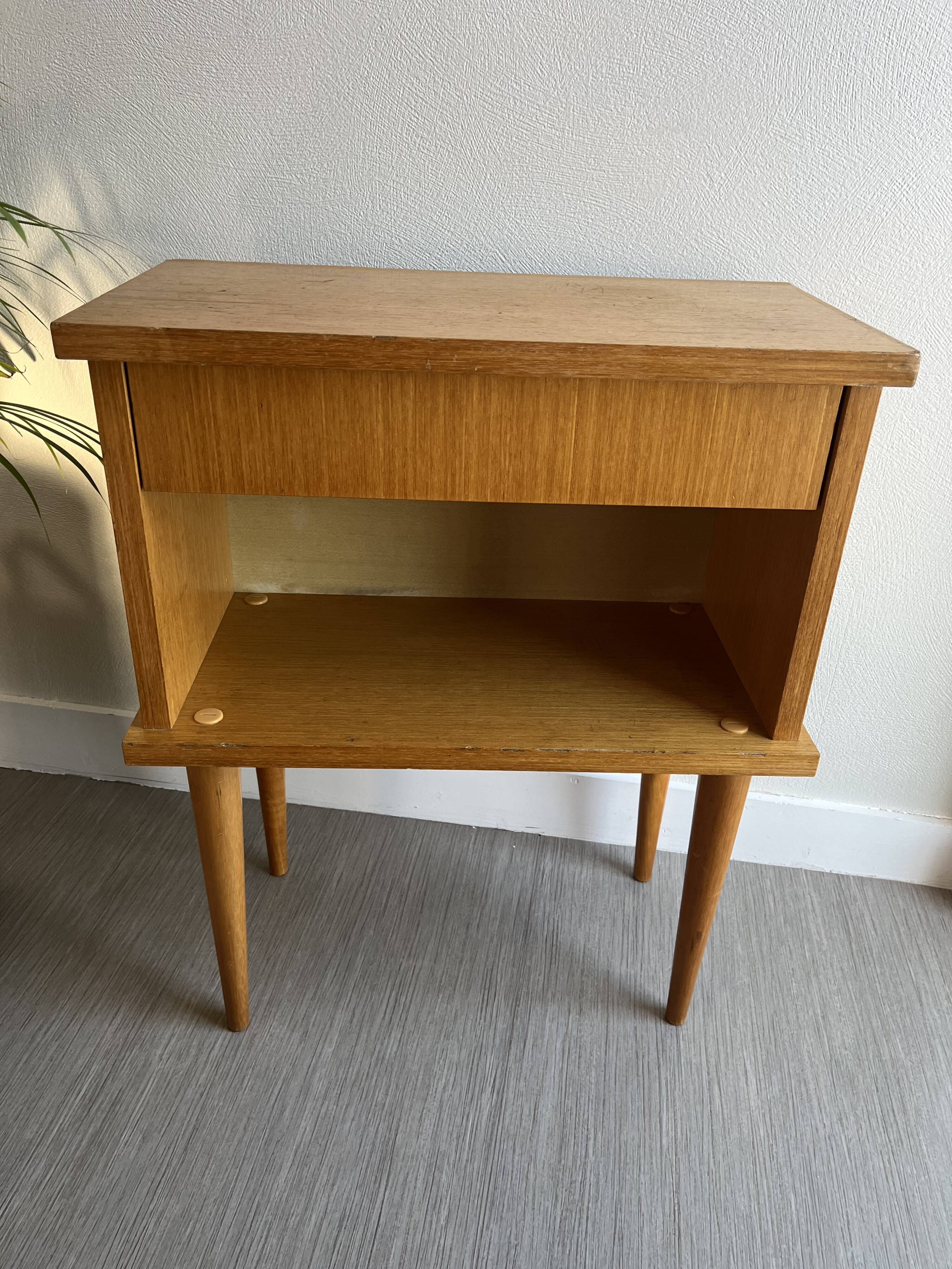 Bedside table vintage feet compass