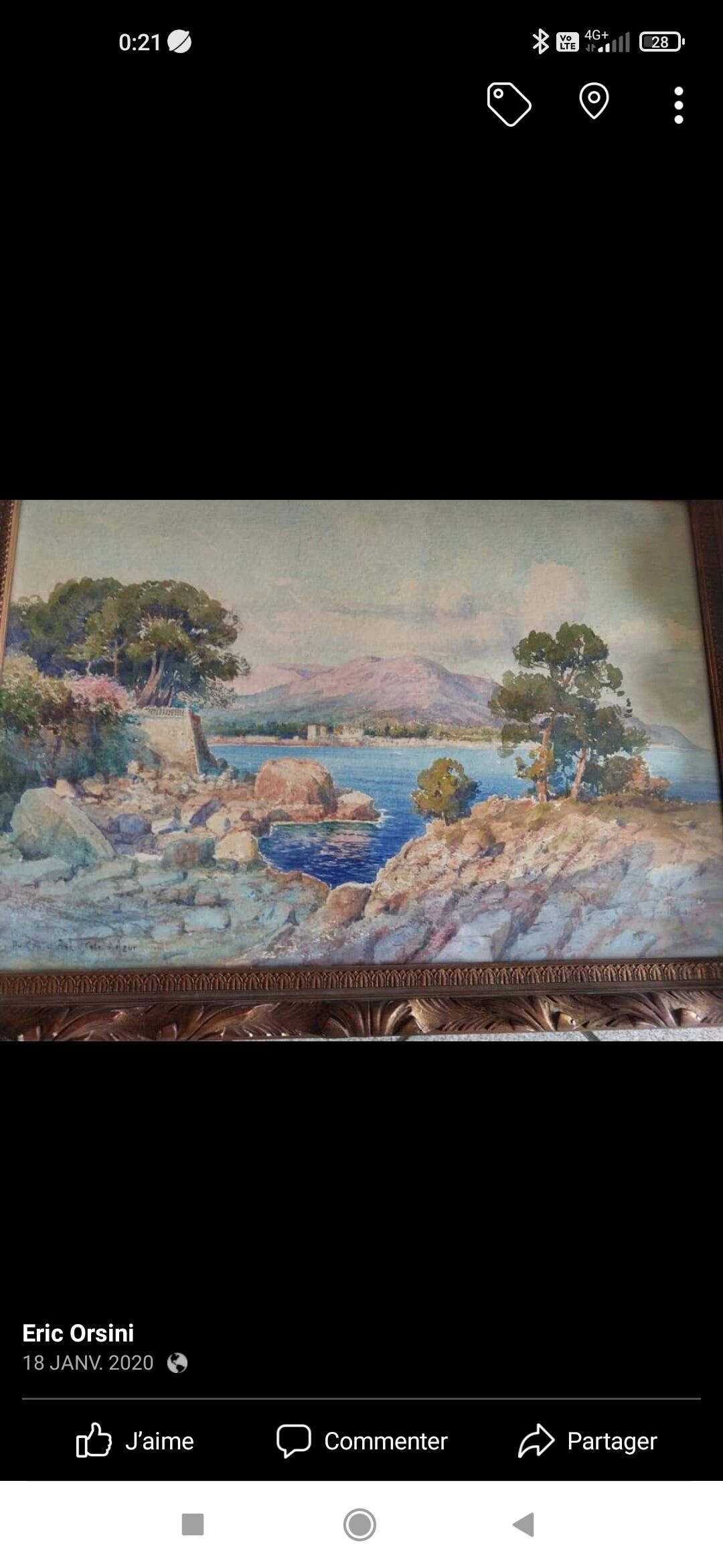 Watercolor painting of a view of Cap d'Ail by Émile Gauffriaud