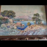 Tableau aquarelle vue du Cap d'ail par Émile Gauffriaud