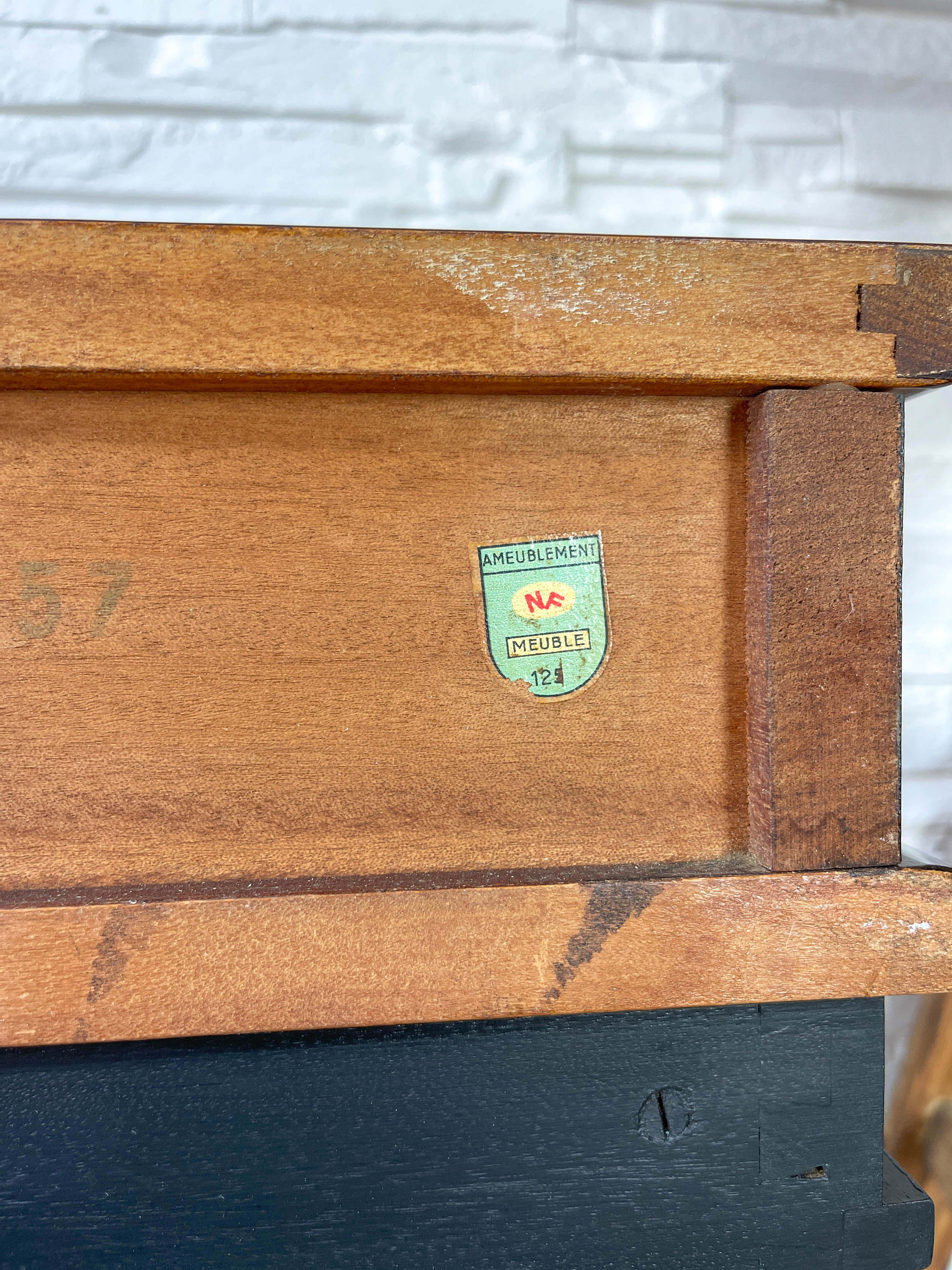 Chevet vintage style Art déco bois et laiton NF 125