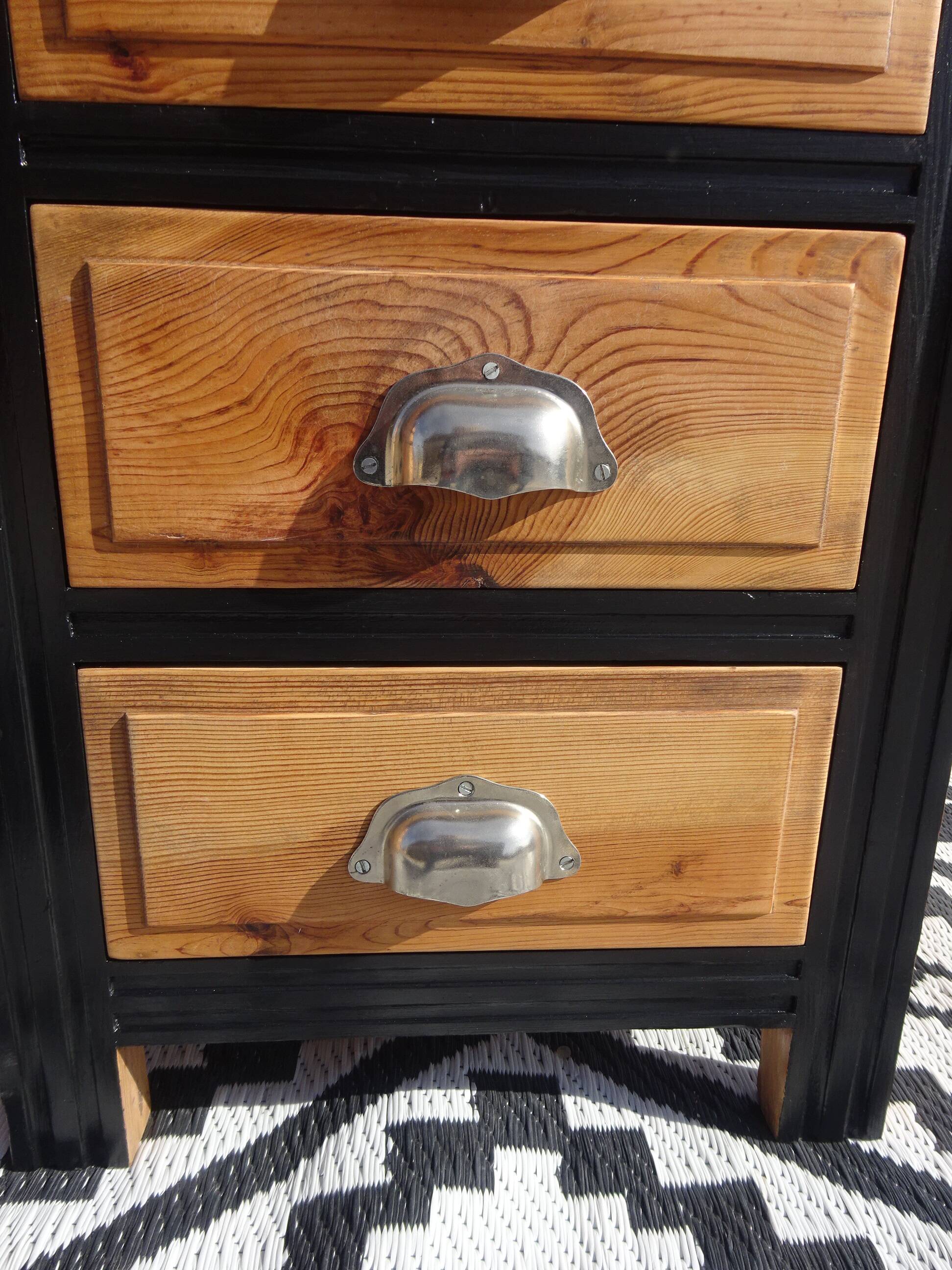 Restored antique pine desk, 9 drawers