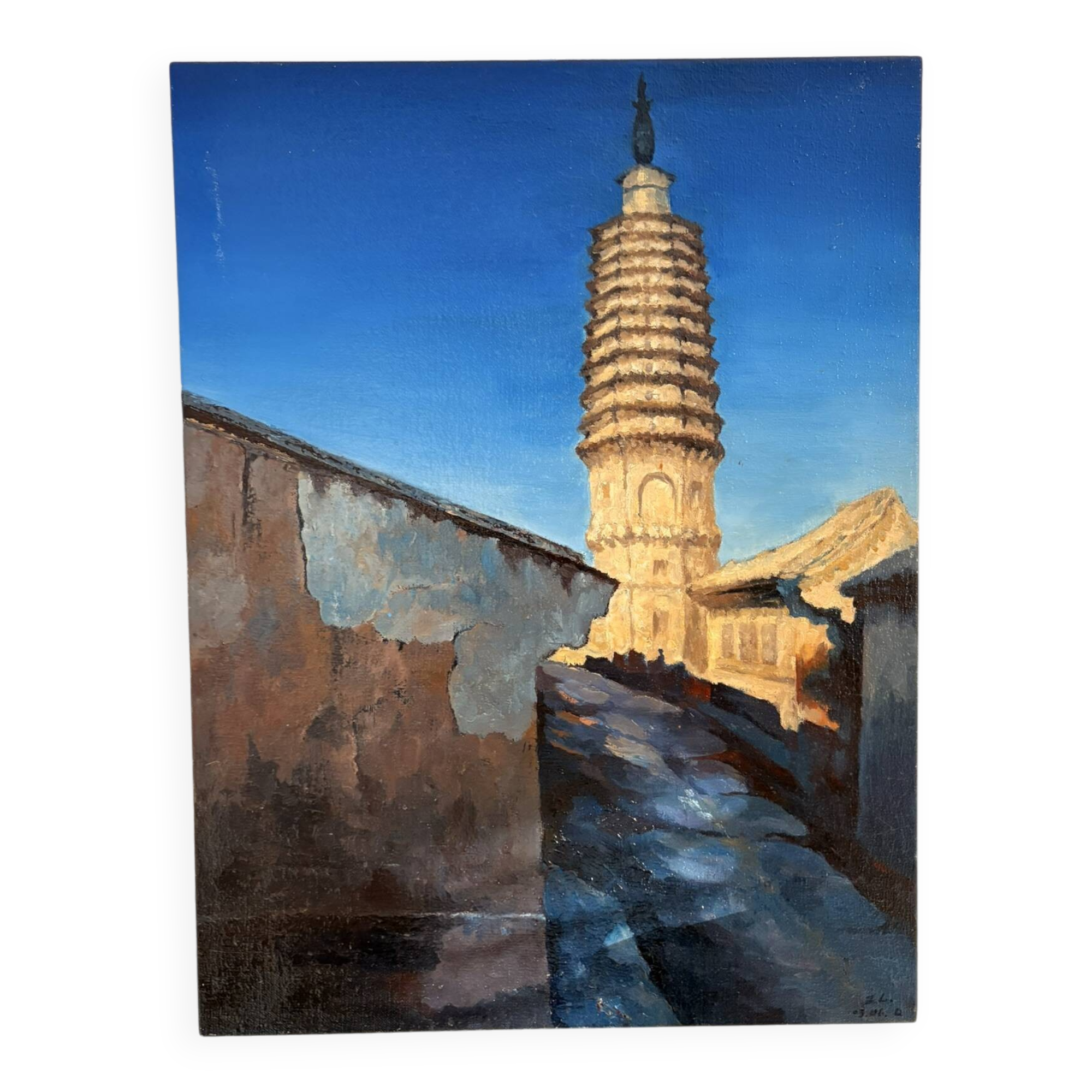Tableau Peinture Asiatique Temple Jueshan Chinois Mythe Wukong