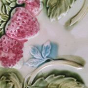 Barbotine plate with strawberries in relief, late 19th and early 20th century