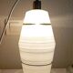 Mid century art deco pendant light fixture, gold striped glass, azure blue