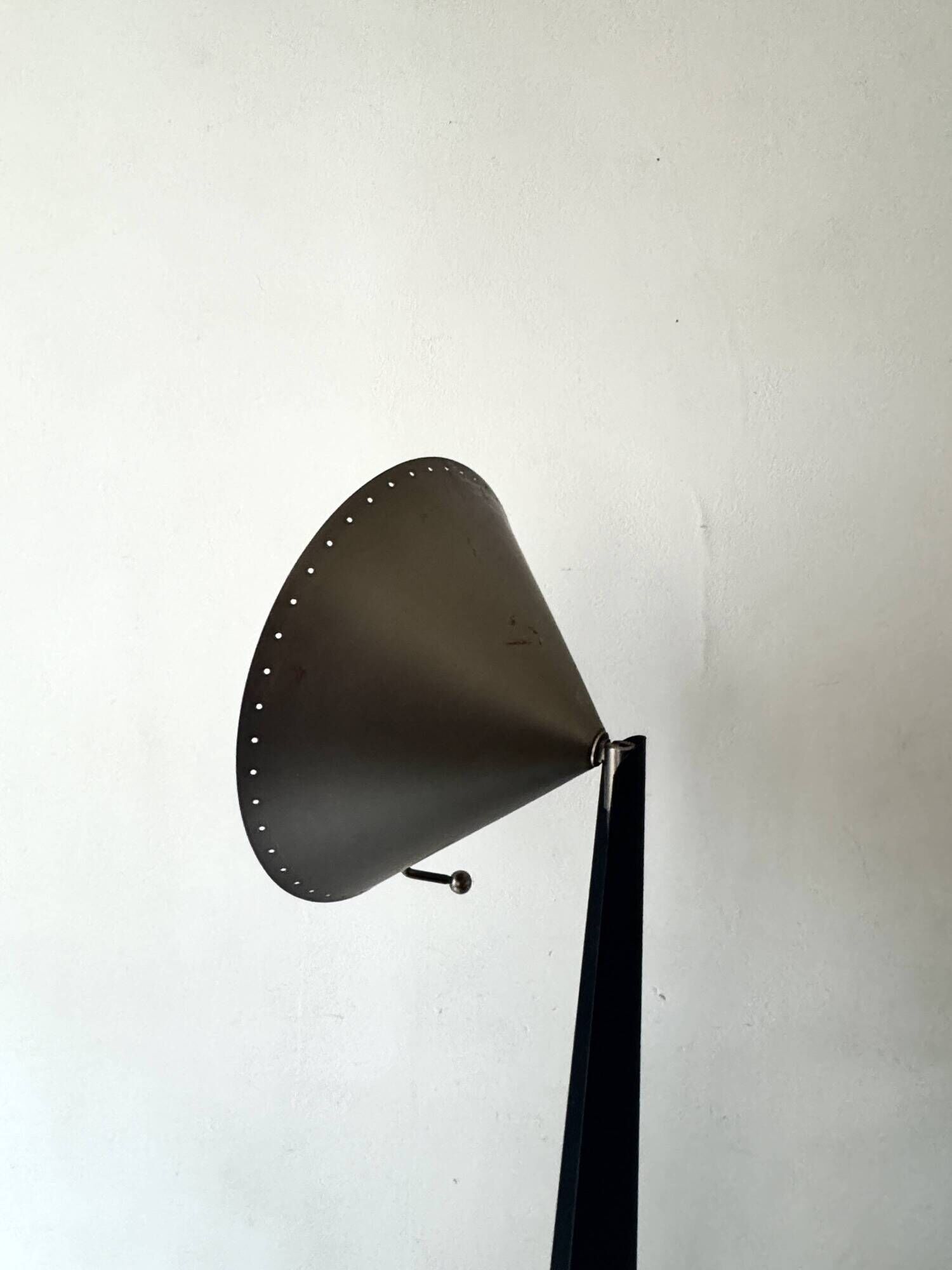 Vintage chrome metal cone floor lamp, adjustable, Ikea 1980.