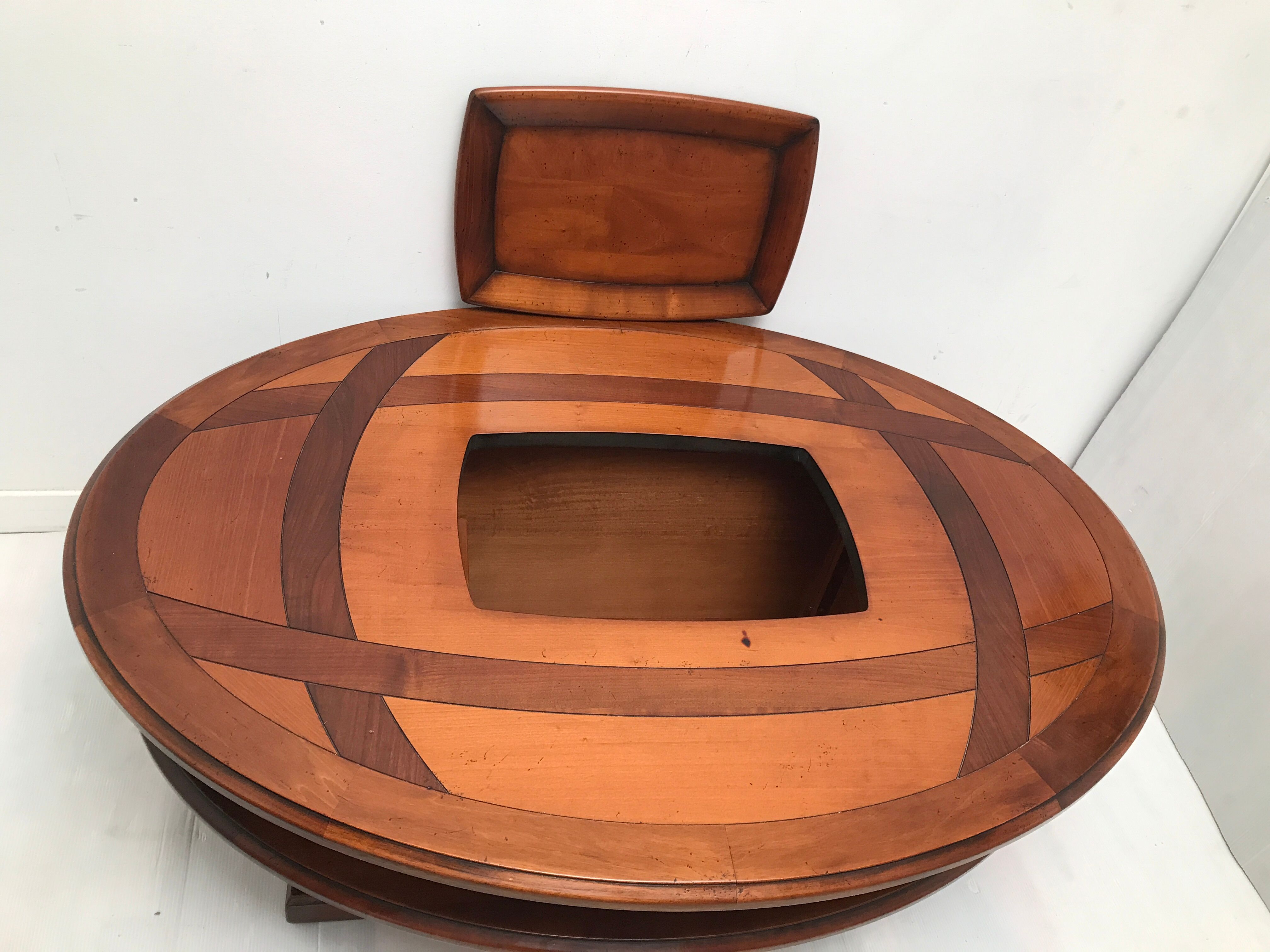 Coffee table bar trunk oval vintage cherry 70s-80s