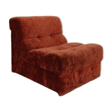 Rusty velvet low chair without arms
