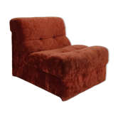Rusty velvet low chair without arms