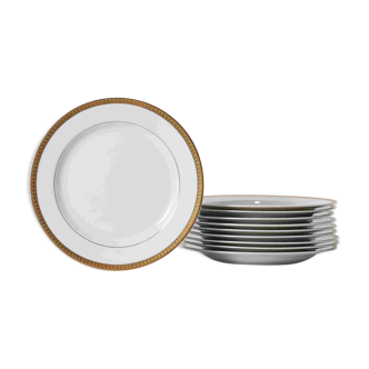 SET OF 10 PORCELAIN DESSERT PLATES, CHRISTOFLE, 1960s