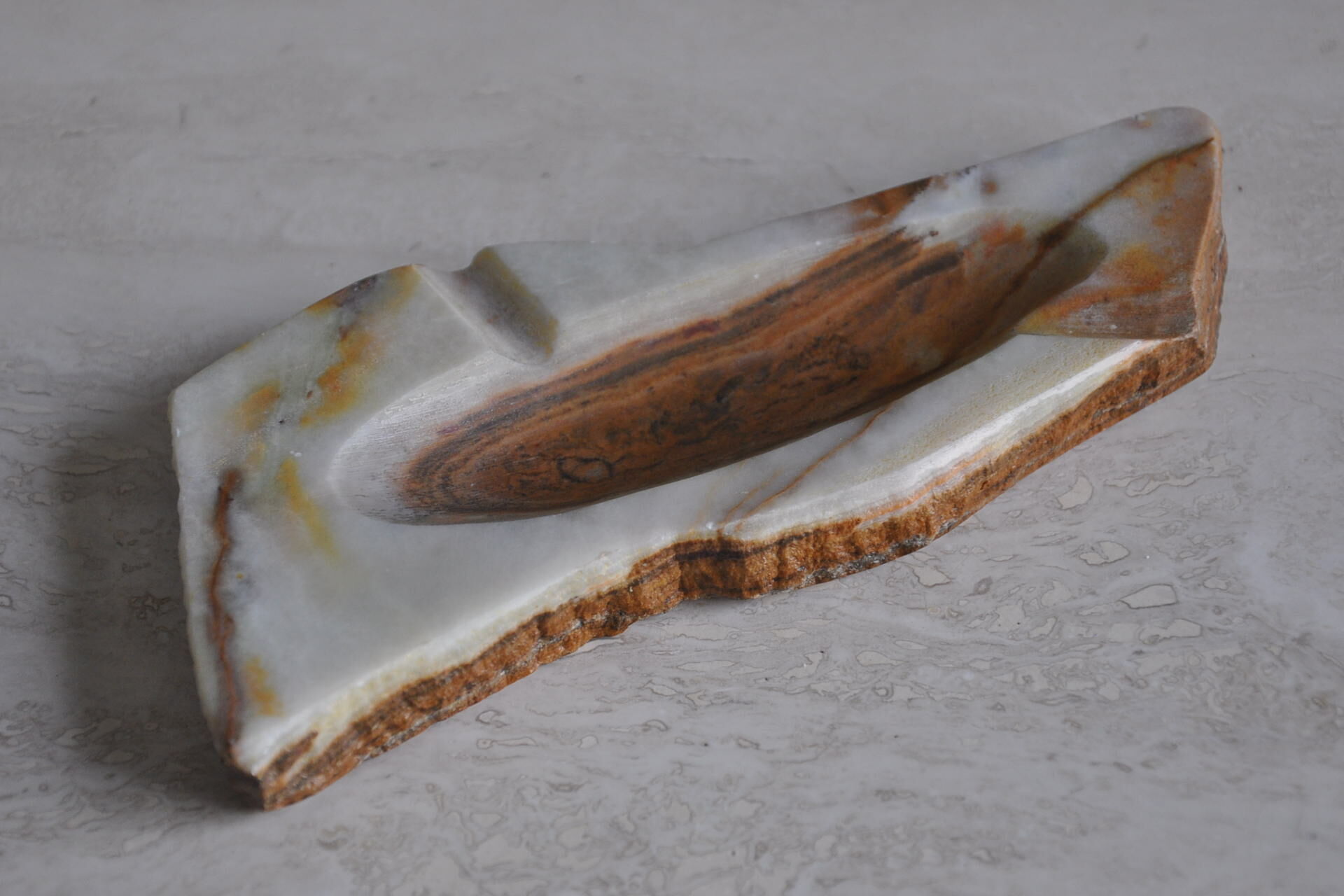 Vintage brutalist ashtray in natural onyx