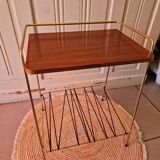 Table d'appoint en metal doré et scoubidou