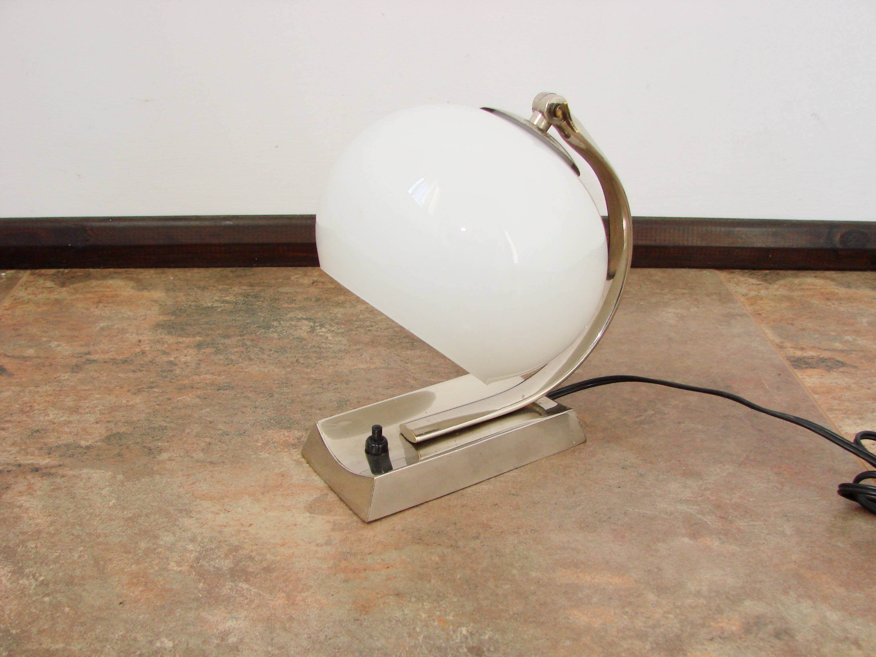 1940s Art Deco lamp | nickel-plated brass + glass | E27 | vintage