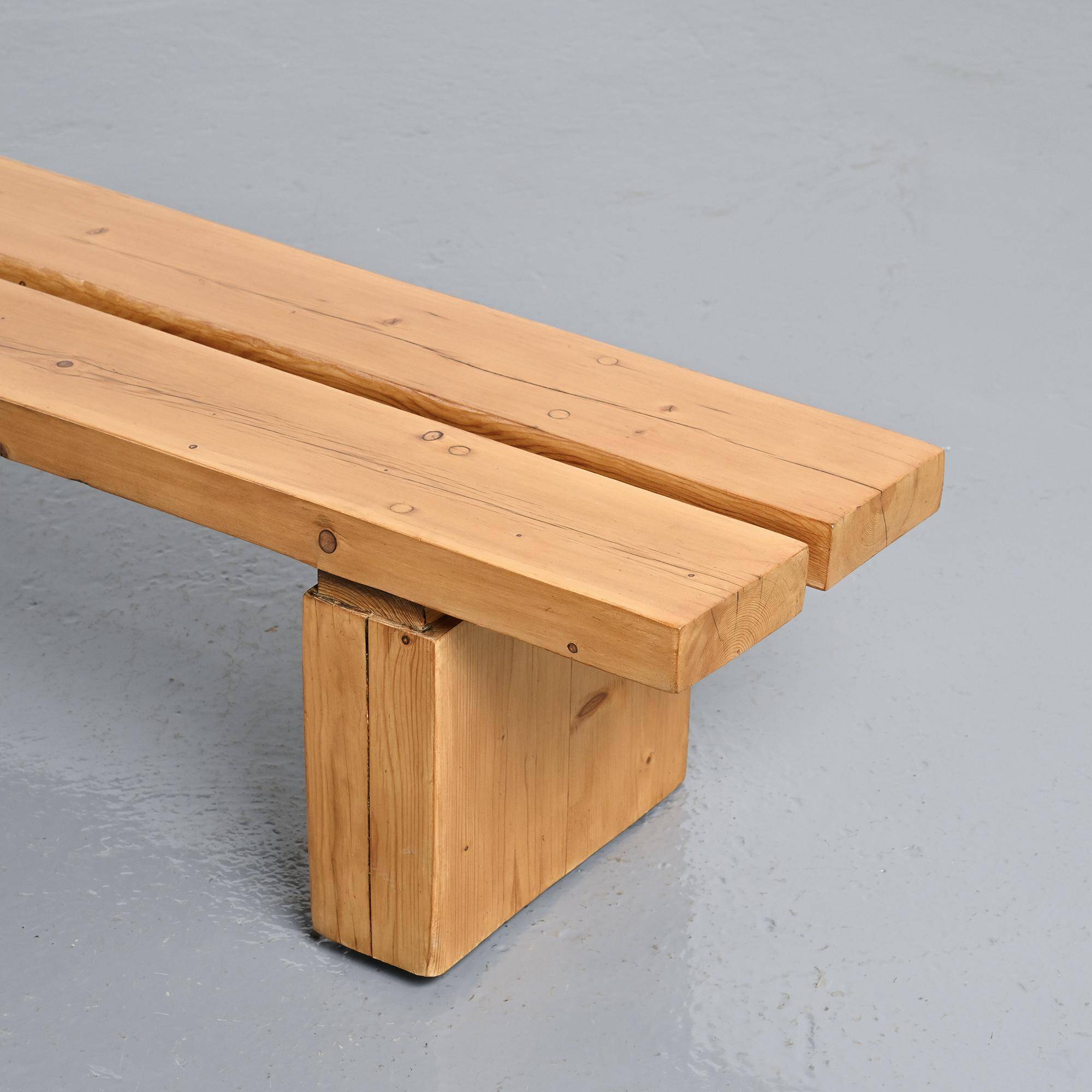 Pine bench from the La Rive residence, Arc 1600, France, circa 1970.