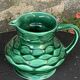 Carafe, pitcher in enamelled ceramic, slip, green, numbered 6183, vintage