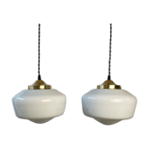 Lot 2 old suspensions in opaline 25 cm vintage
