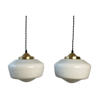 Lot 2 old suspensions in opaline 25 cm vintage