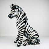 Large ceramic zebra sculpture from Bassano, Italy, 2000s.