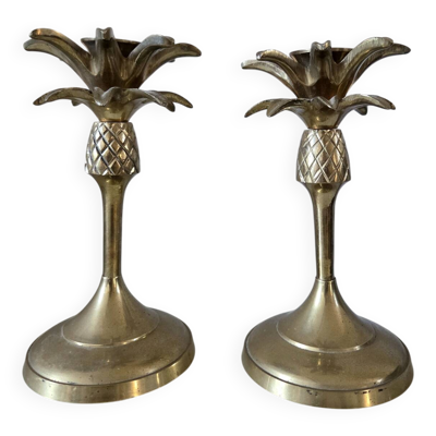 Paire de bougeoirs en laiton vintage