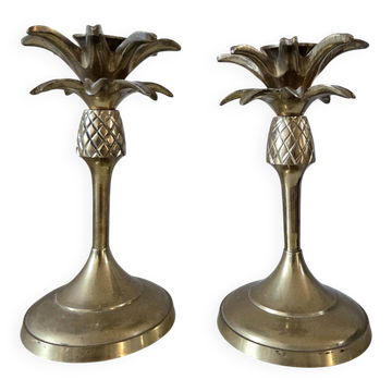 Paire de bougeoirs en laiton vintage