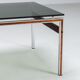 Scandinavian coffee table in metal, teak and smoked glass Denmark 1960