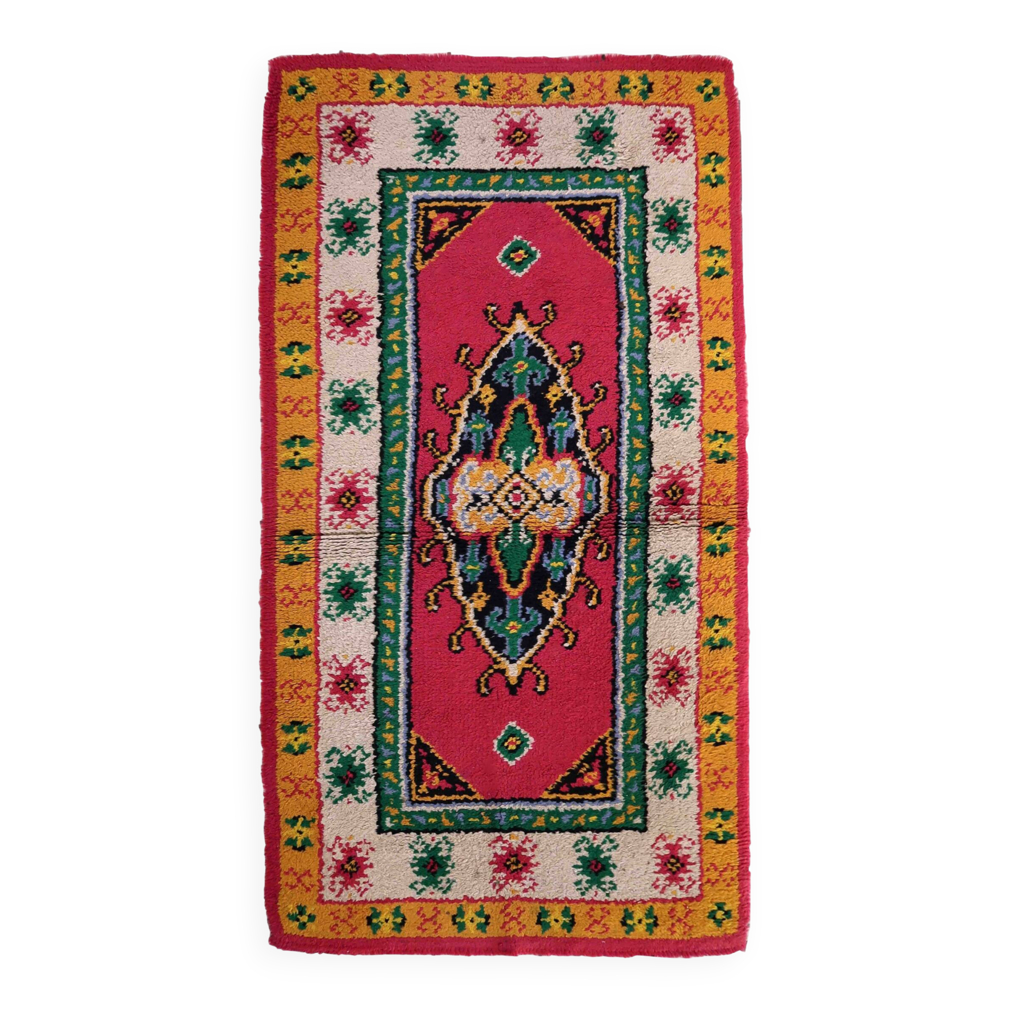 Tapis vintage français Savonnerie en laine – 90 x 176 cm – Années 1960