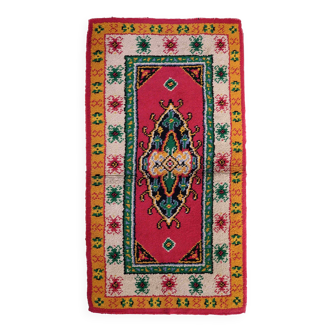 Tapis vintage français Savonnerie en laine – 90 x 176 cm – Années 1960