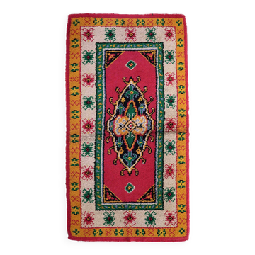Tapis vintage français Savonnerie en laine – 90 x 176 cm – Années 1960
