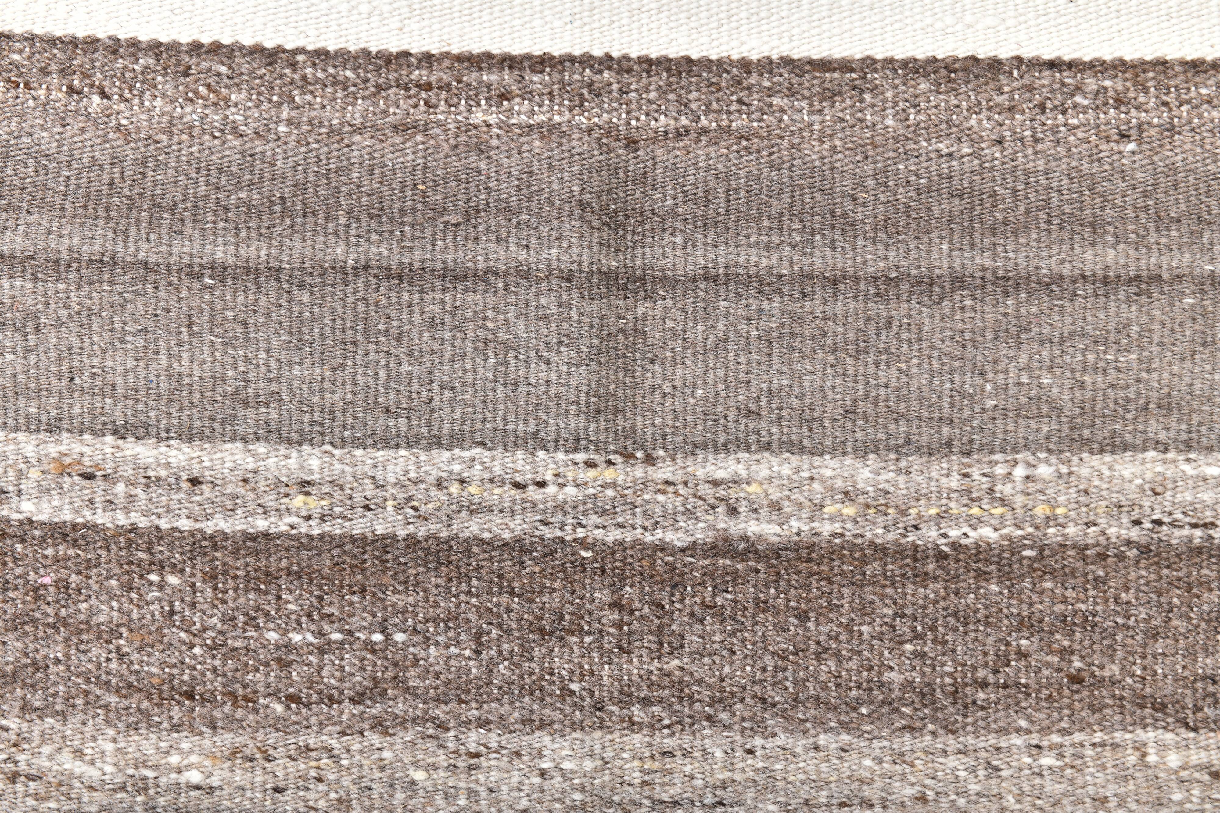 Brown natural wool kilim , hand made wool kilim , runner kilim rug 66x191cm