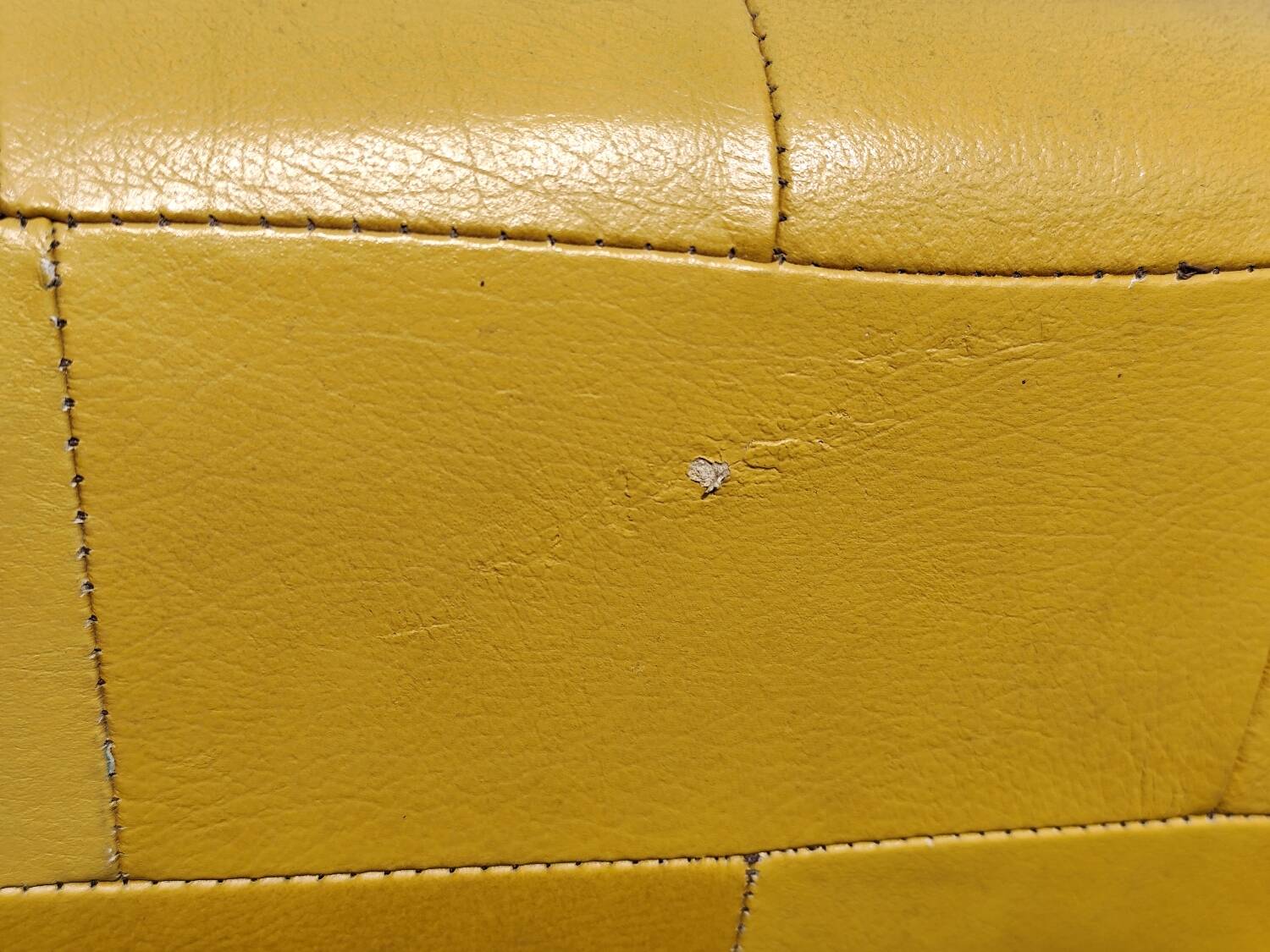 Pouf, cubic synthetic leather stool