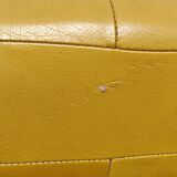 Pouf, cubic synthetic leather stool