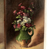 Pair of miniatures, oils on panel, bouquets of flowers