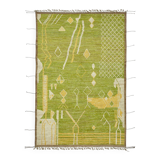 Handmade Turkish One of a Kind 203 cm x 303 cm Green Wool Carpet