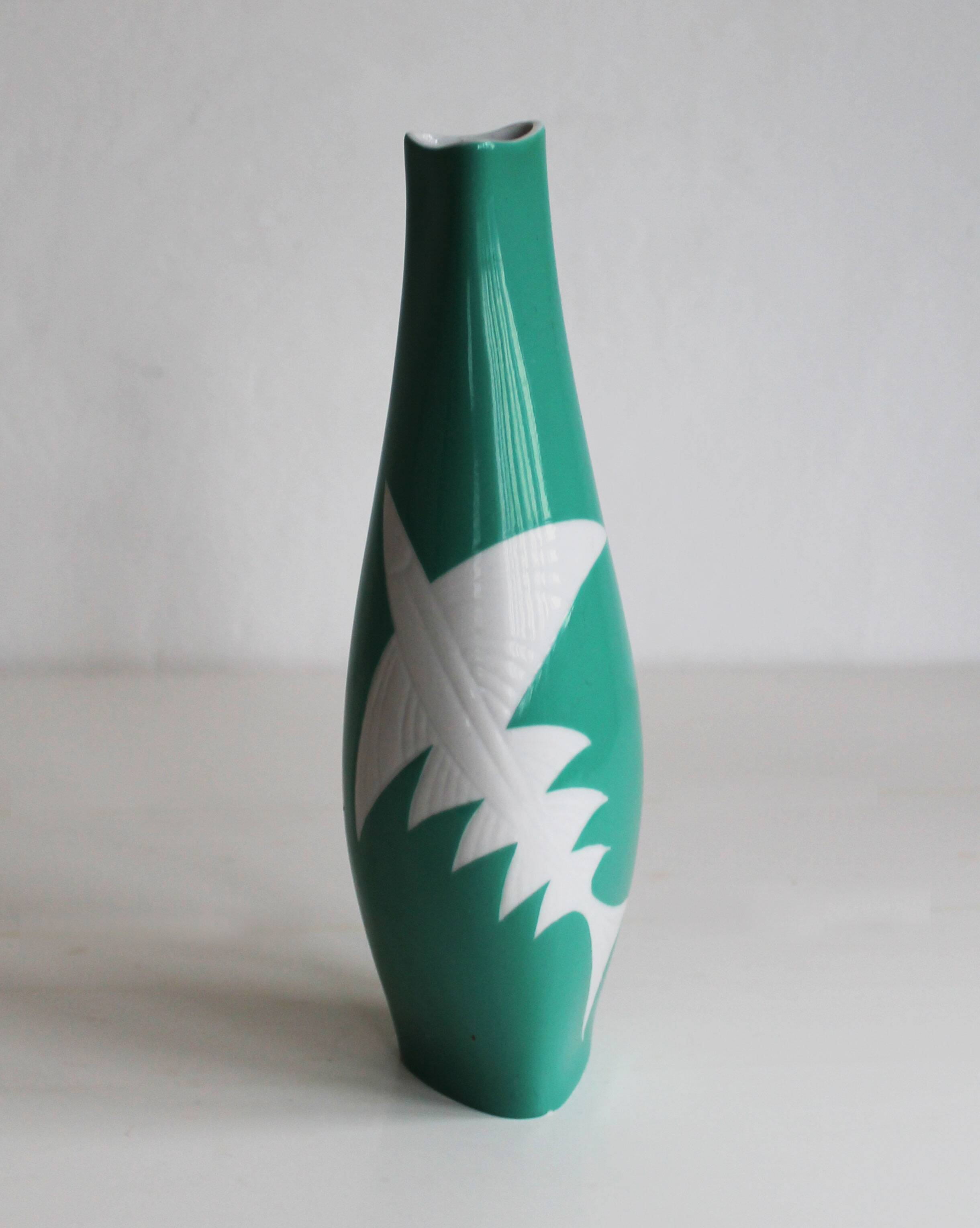 1960s Green Ceramic Vase by Jaroslav Jezek for Royal Dux