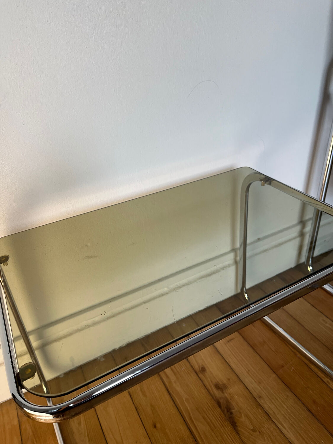 Vintage smoked glass side table