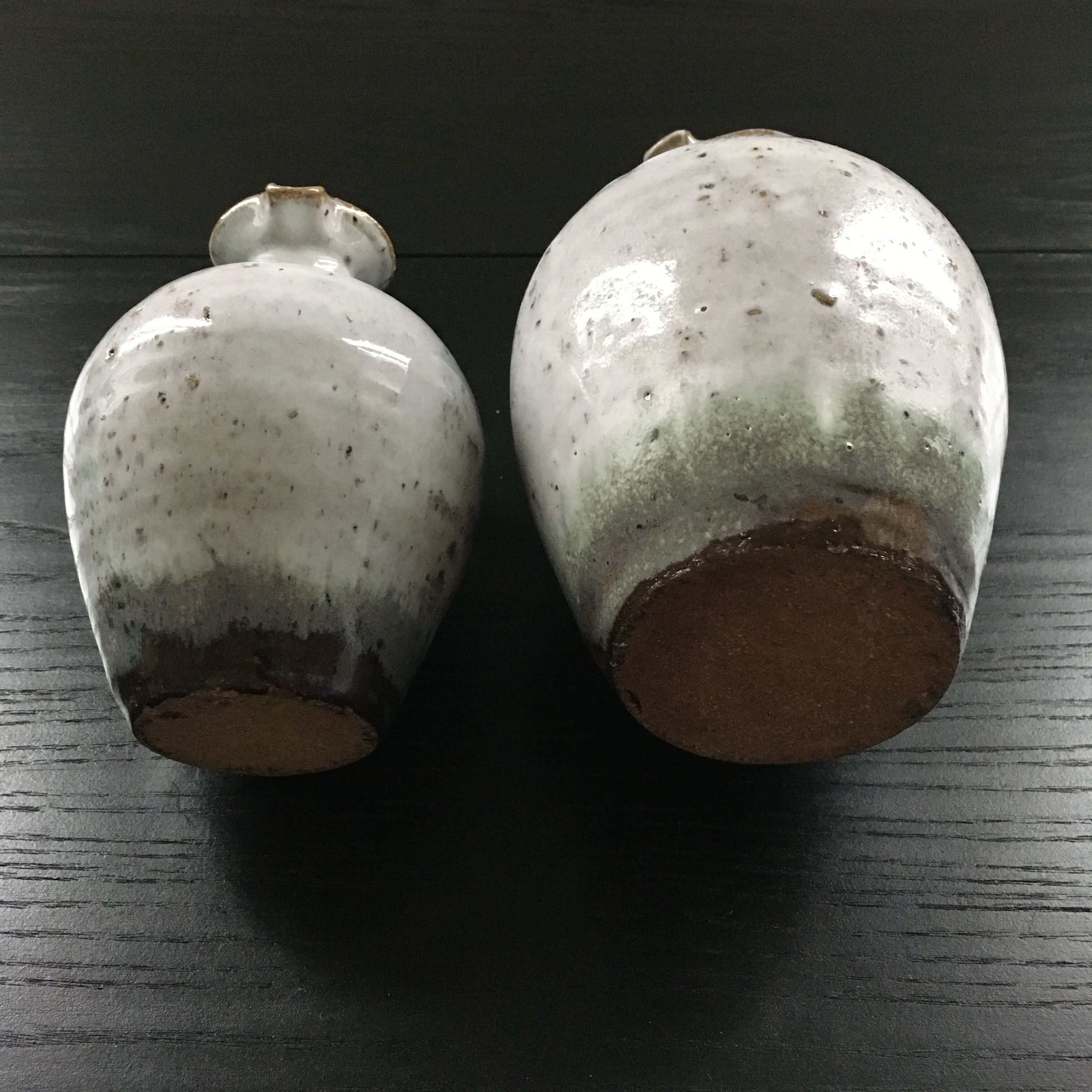 Pair of stoneware decanters