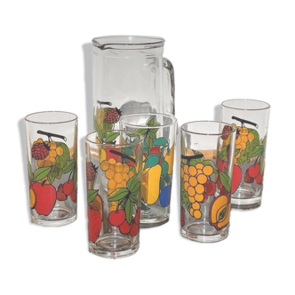 Borgonovo pitcher and glass set. Vintage 70s