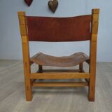 Elm and leather armchair Maison Regain