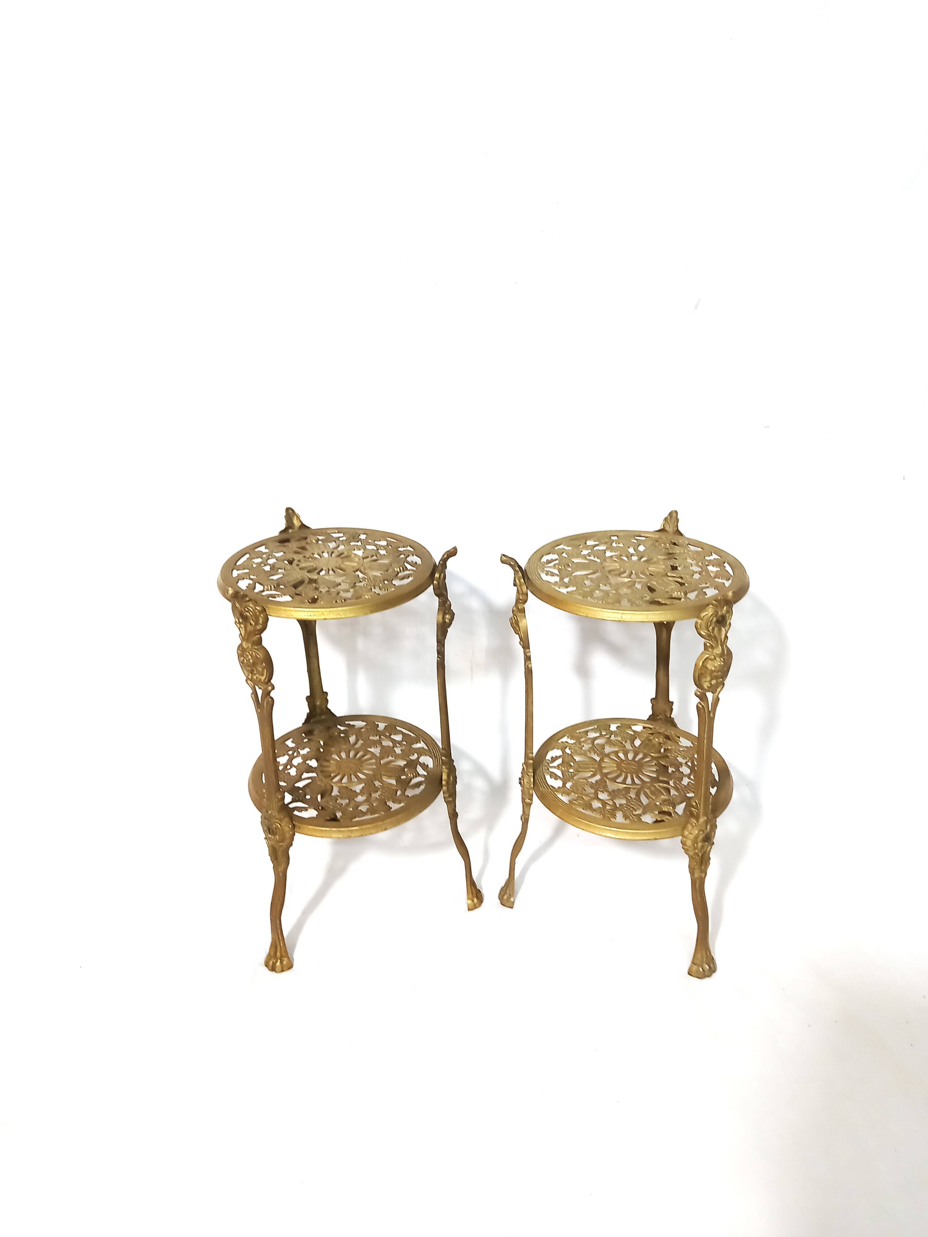 Pair of Victorian Style Openwork Brass Bolsters