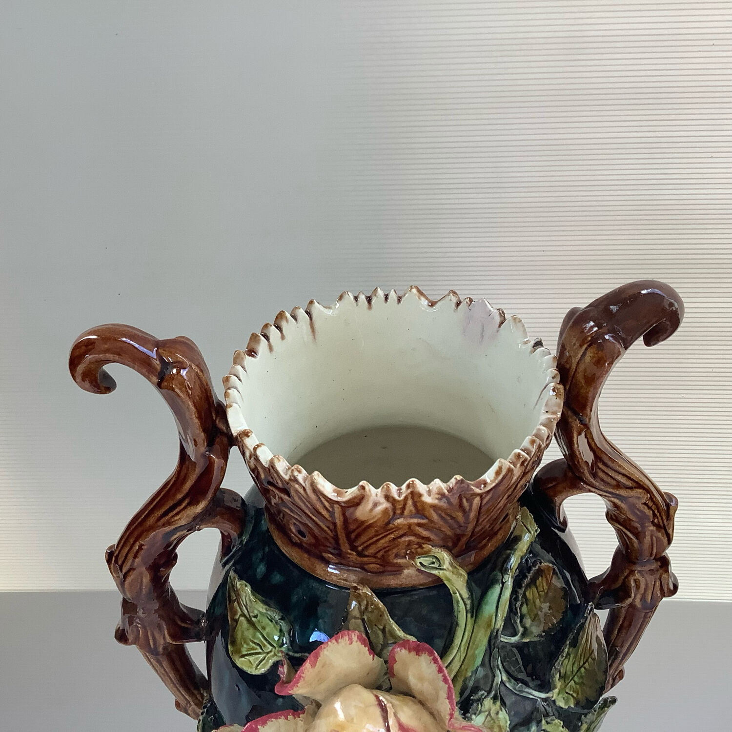 Art Nouveau Pair of Barbotine Vases France