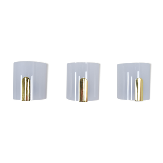 Mid-Century Modern Lucite and Brass Sconces par Metalarte, Espagne, 1980